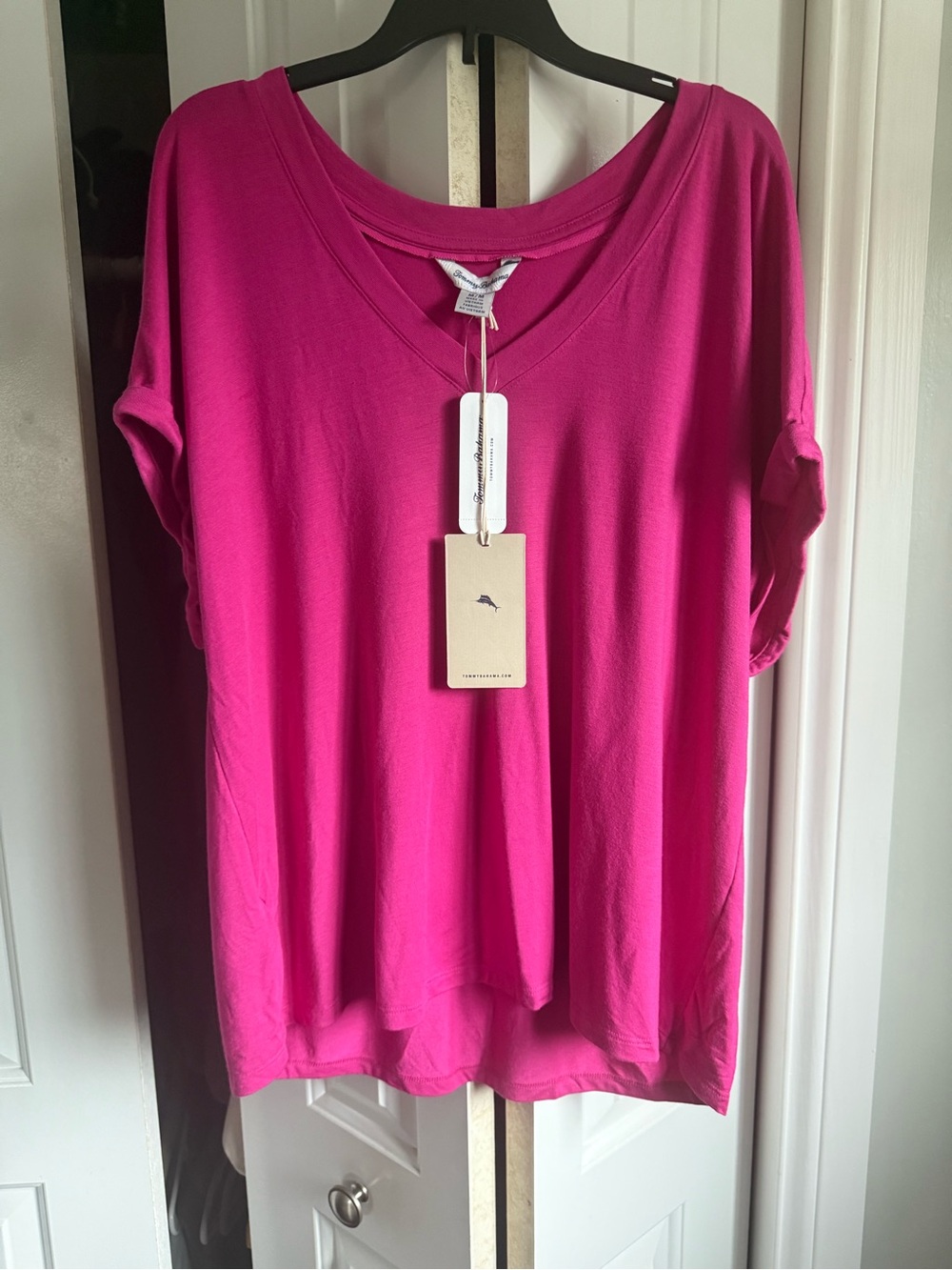 Tommy Bahama Bright Pink V-Neck Short Sleeve Tee